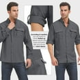 thumbnail image 2 of POENTAB Long Sleeve Fishing Shirts for Men Quick Dry Hiking Work Shirt Sun Protection UV UPF 50 Button Down Tops With Mesh Line Outdoor Safari Dark Grey, 2 of 8