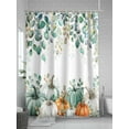 thumbnail image 5 of Fsddascl Green Pumpkin Shower Curtain Set - Standard 72" x 72" Washable Bathtub Curtain with 12 Hooks, Thanksgiving Autumn Eucalyptus Orange Waterproof Fabric Stall Shower Curtains for Bathroom, 5 of 6