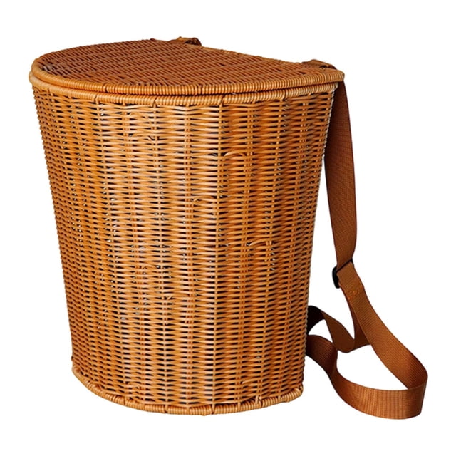Cesta de plástico rústica para recoger frutas, mochila ligera para guardar frutas de huerto. Con tapa