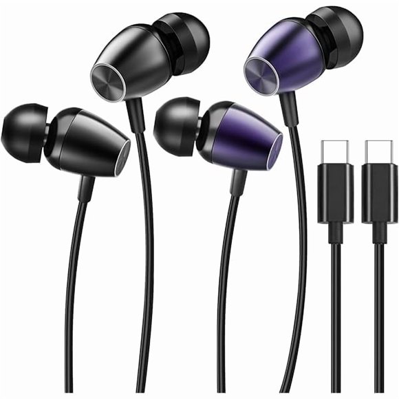 xixishop USB-C Wired Headphones for iPhone 17 16 15 Pro Max 16e, Earphones USB Type C Earbuds, USBC Ear Buds with Mic Volume Control HiFi Stereo Noise Cancelling for iPhone 16 15 Plus 17 Air - 2Pack
