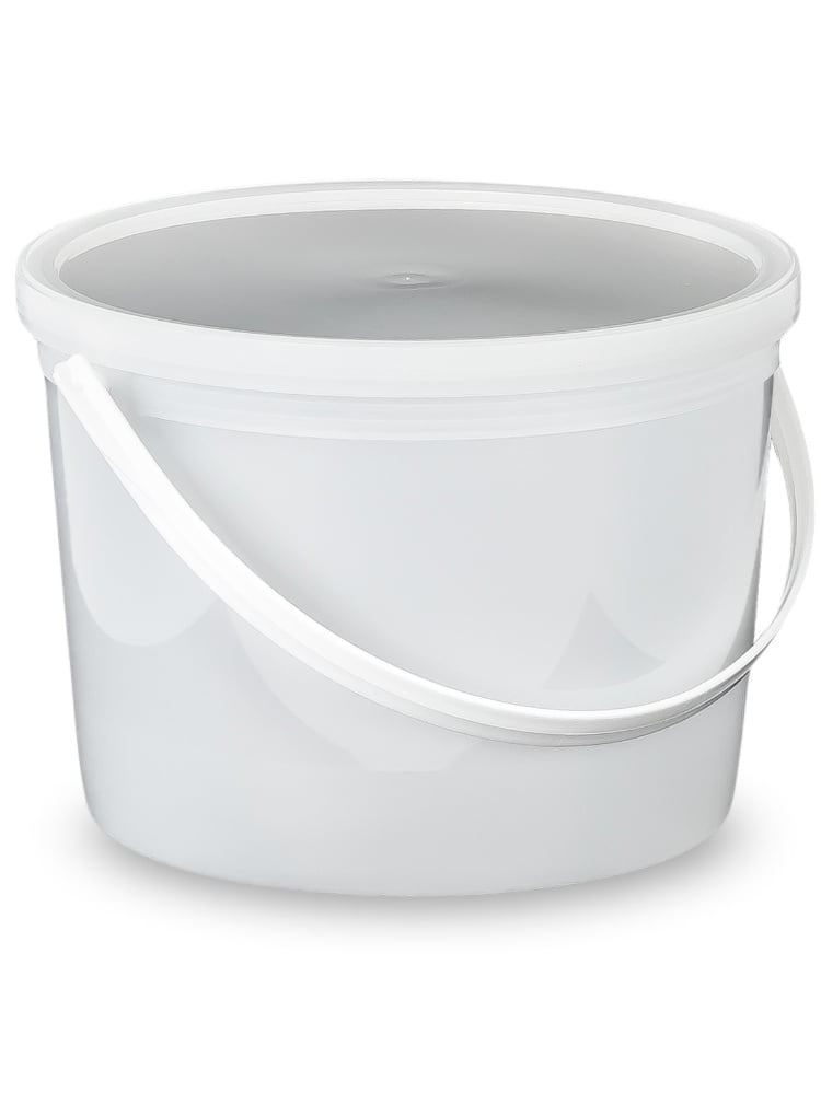 1/2 Gallon Food Grade Plastic Buckets with Lid and Handle White