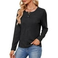 thumbnail image 6 of MOMOFEEL Long Sleeve Tunic Tops For Woman Crewneck Henley Shirts Pullover For All Seasons (M9002 Black S), 6 of 6