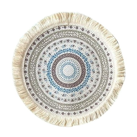 

Mandala Flower Dining Table Placemats Good Heat Insulation Hand-woven 33cm Table Style D
