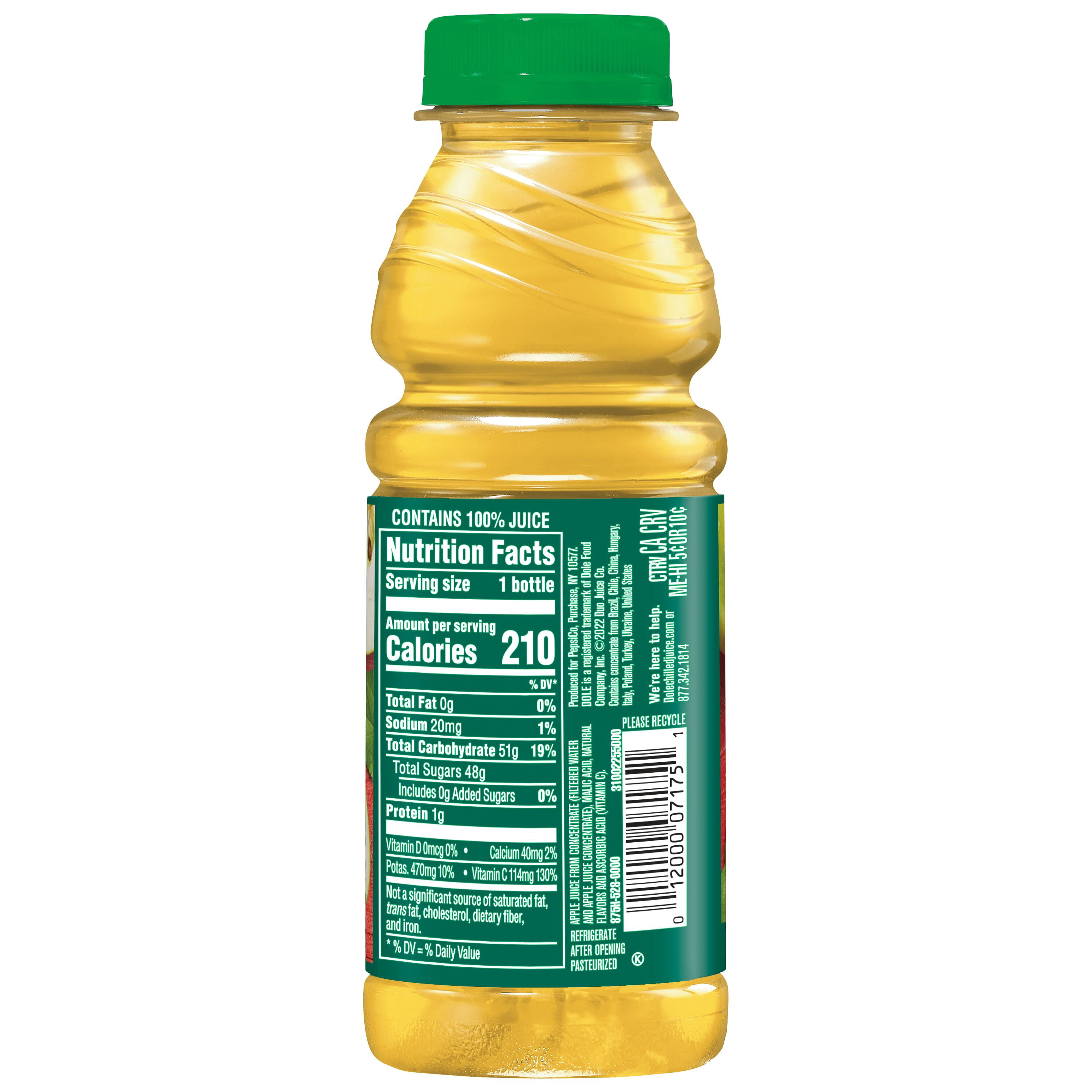 Dole 100% Apple Juice Drink, 15.2 fl oz Bottle, Shelf-Stable