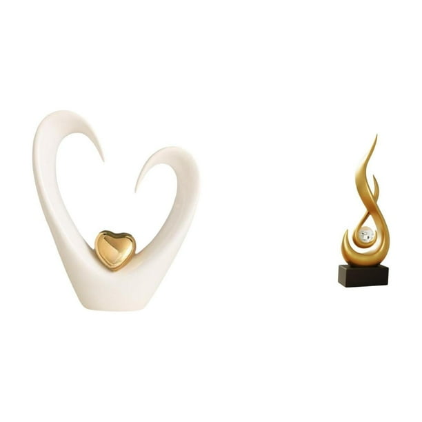Figura de escritorio,Decoración de escritorio con forma de corazón para oficina o hogar,Escultura abstracta de fuego,Estatua de arte abstracto,adorno para decoración del hogar,Escultura de