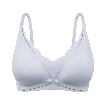 Blphud Bras Women Plus Size Sports Bras for Women Compression Women s Seamless Lace Nursing Bra Wire with Front Double Opening Clasp Comfort Lingerie for Women Sports Bras for Women Grey L