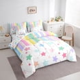 thumbnail image 3 of Castle Fairy Children Teens Colorful Stars Print Bedding Comforter Set 7-Piece,Geometric Stripes Lines King Bedding Sets,Kawaii Polka Dots Ultra Soft Bed Sheets,Microfiber Bedroom Decor,Reversible, 3 of 8