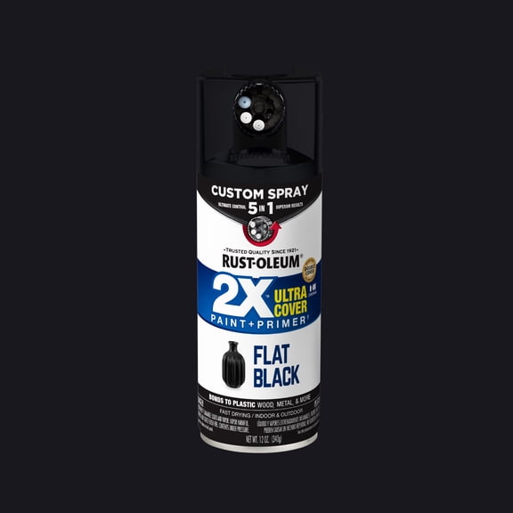 Black, Rust-Oleum American Accents 2X Ultra Cover 5-in-1 Flat Spray Paint-398802, 12 oz