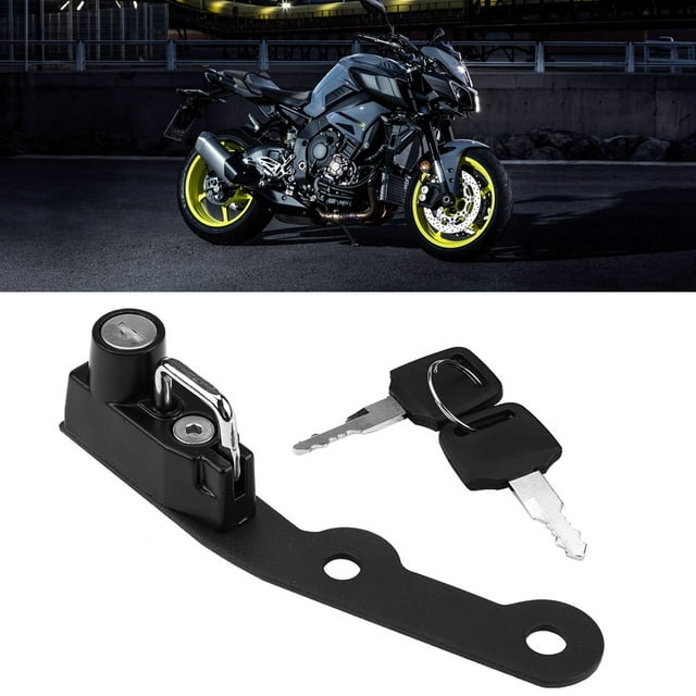 Motorcycle Helmet Lock, Safe Helmet Mount Lock Sturdy Black With 2 Keys Replacement For MT-09 FZ-09 2014-2017 For Upgrade