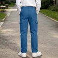 thumbnail image 5 of Nugftut Cargo Pants for Boys, Multi‑Pockets Elastic Waist Casual Outdoor School Pants for Boys,Blue,Sizes 5-6, 5 of 8