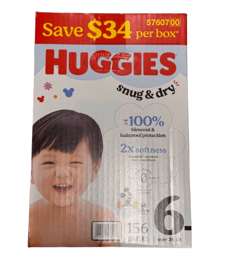 Huggies Snug & Dry Leakproof Baby Diapers, Size 6 (Over 35 lb), 156 Count