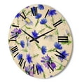 thumbnail image 3 of Designart 'Blue Wildflowers With Leaves III' Traditional Wood Wall Clock, 3 of 5
