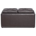 thumbnail image 3 of Hodedah HI 1185 Brown PVC Faux Leather Ottoman, Medium,, 3 of 7