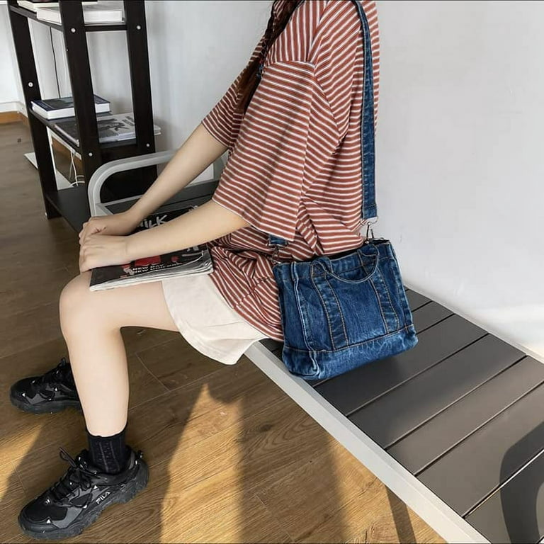 Korean Women Denim Shoulder Bag Large Capacity Y2K Jeans