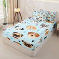 thumbnail image 2 of Homewish Kawaii Pet Dog Zipper Twin Comforter Sets with Fitted Sheet and 2 Pillowcases,Cute Animal Al Zipper Bedding Set,Blue,Polkadot Reversible,4pcs, 2 of 8