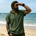 thumbnail image 4 of SHTXOZHI Mens Beach Outerwear Vests Short Sleeve V-Neck Hooded Tops Casual Vacation Comfortable Summer Jackets, 4 of 9