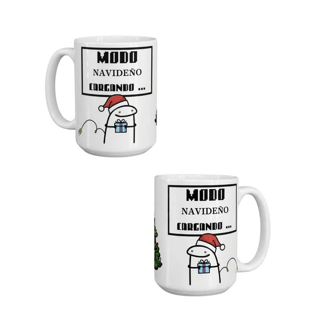 Duo de Taza Navideña Graciosos Memes Navideños 15oz