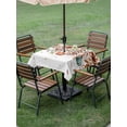 thumbnail image 3 of Outdoor Tablecloth with Umbrella Hole and Zipper, Orange Teal Fall Square Table Cloth 60x60 Inch Waterproof Tablecloth, Weeping Botanical Pumpkins Thanksgiving Picnic Table Cover for Patio Camping, 3 of 7