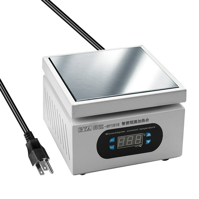 TFixol Digital Temperature Control Heating Platform with Adjustable 0-400℃ Range, 500W Power, 150x150mm Aluminum Plate for PCB, Phone Screen Repair, and BGA Soldering (BY1515, 110V)