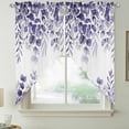 thumbnail image 2 of Purple Eucalyptus Leaves Swag Curtains for Kitchen/Bedroom/Living Room, Spring Summer Botanical Scalloped Curtains 63 Inch Long, Rod Pocket Window Swag Topper Curtains Valances 2 Panels Set 36"x63", 2 of 8