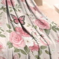 thumbnail image 3 of Pink Butterfly Floral Bow White Pattern Blanket,Comfortable Soft Flannel Throw Blanket,All Season,Warm Lightweight Blankets for Sofa Bed Couch Living Room Chair,30"x40", 3 of 4