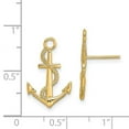 thumbnail image 2 of 14k Gold Nautical Ship Mariner Anchor With Rope Post Earrings High Polish and Textured 20mm long Stud Earring for Women, 2 of 2