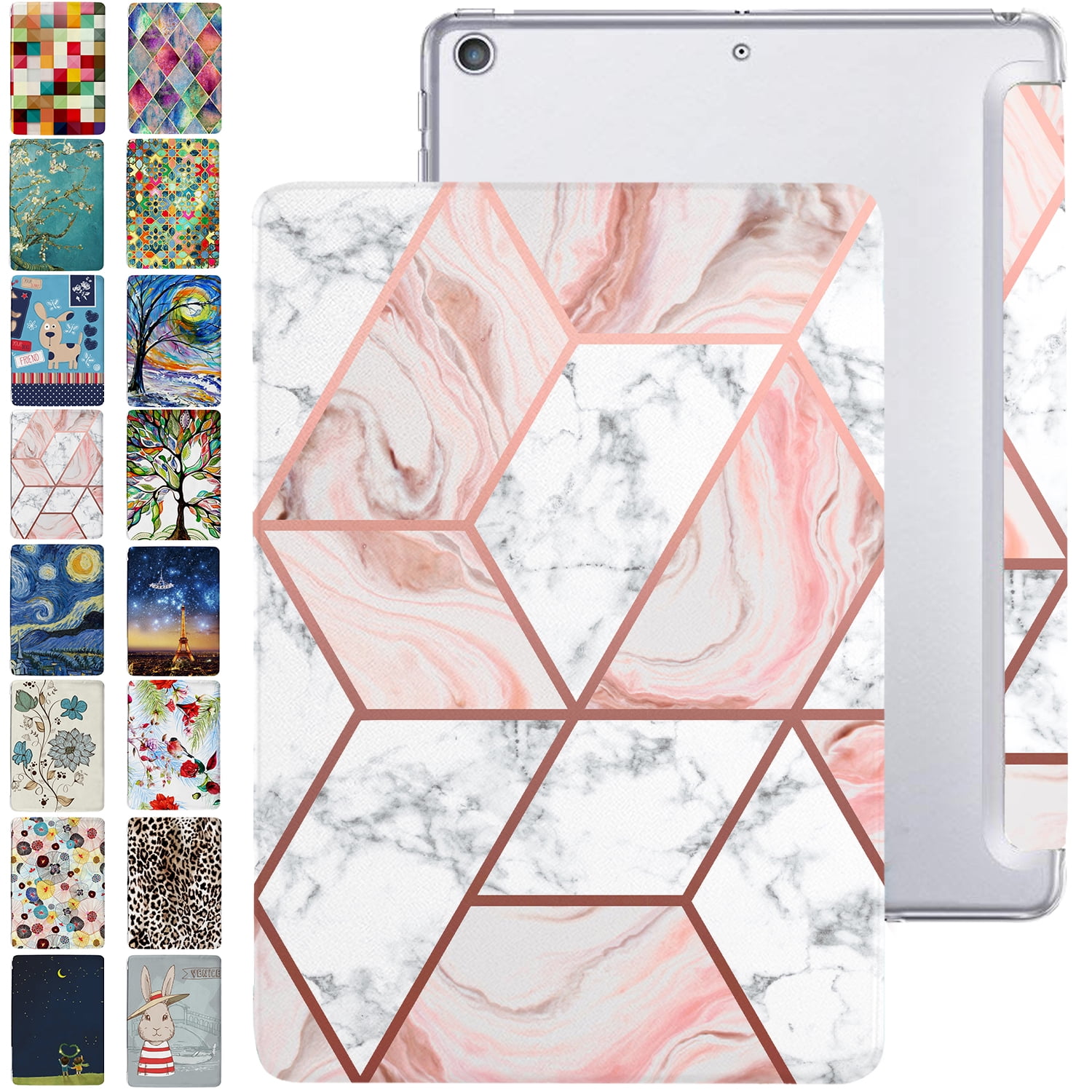 Durasafe Cases For Ipad 9 7 Air 1st Generation Air 1 13 Trifold Printed Pc Lightweight Smart Protective Clear Back Cover Marble Pink Walmart Com