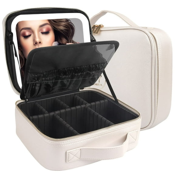 Bolsa de maquillaje MOMIRA con espejo y luz Estuche de viaje para cosméticos