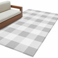 thumbnail image 2 of Grey White Buffalo Check 2.7x5 Area Rugs, Farmhouse Plaid Modern Geometric Non-Skid Rubber Backing Large Rectangle Rugs - Living Room Bedroom Home Office, Indoor Floor Mat Carpets Washable Rug, 2 of 9