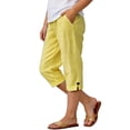 thumbnail image 2 of LIaqionyy Girls Cotton Linen Capri Pants Elastic Waist Casual Loose Summer Vacation Cropped Pant with Pockets, 2 of 7