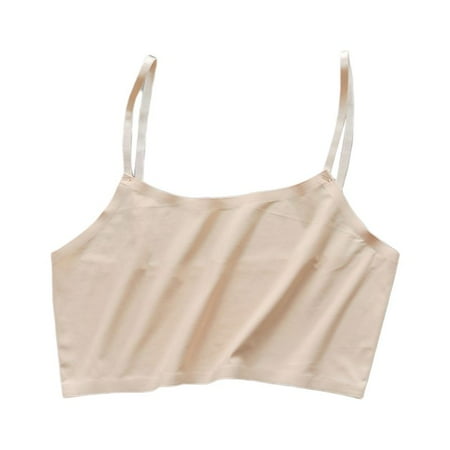 

TONKBEEY Women Girls Ice Silk Crop Top Seamless Bralette Solid Color Wire Free Camis Vest