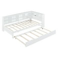thumbnail image 5 of Wooden Twin Size DayBed with Twin Trundle, Headboard with Storage Shelf and USB Charging Ports, Bed Frame for Bedroom Living Room (White), 5 of 7