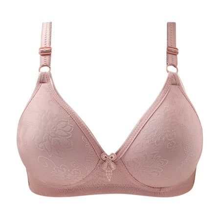 RYRJJ Clearance Women s Lace Floral Wireless Bra Full Cup Lift Bras for Women No Underwire Push Up Shaping Wire-Free Everyday Bras(Pink XL)