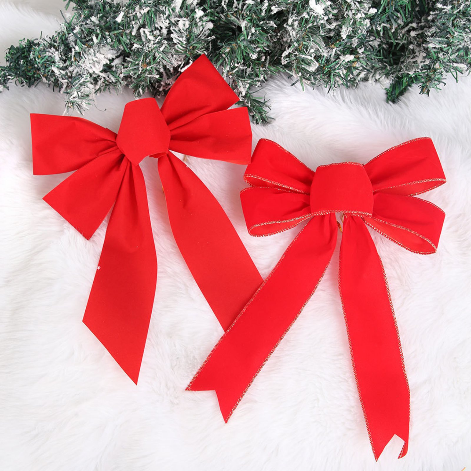 12 Pcs Christmas Red Bow Christmas Wreath Bows Christmas Velvet Bows Large Xmas Tree Ornaments Xmas Decoration Handmade Crafts for Home Outdoor Indoor Party