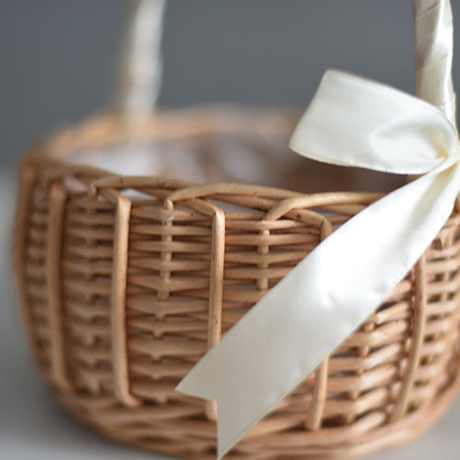 Eguiwyn Wicker Basket Handle Woven Basket with Handle and Plastic Insert Easter Eggs Basket Flower Baskets for Home and Garden Decoration