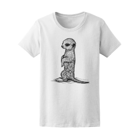 B&W Meerkat Standing Up T-Shirt Women -Image by Shutterstock, Female XX-Large