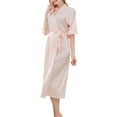 thumbnail image 4 of Tbopshirt Pajamas for Women Solid Color Home Wear Casual V-neck Belt Half Sleeve Pajama Dress,Womens Pajama Sets, 4 of 4