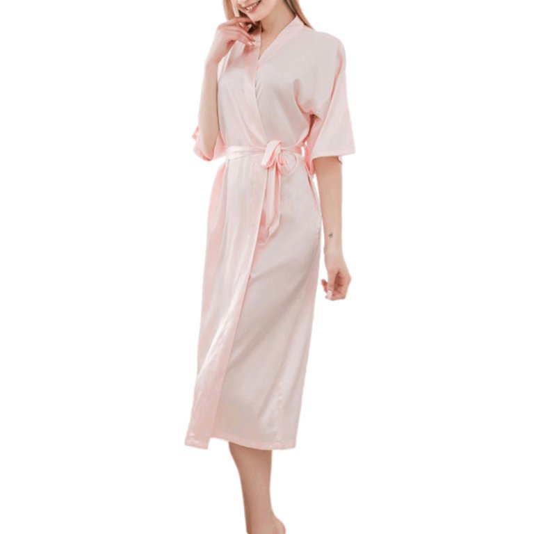 ladies home wear dress Antinious Summer Beach Dresses for Women,Ladies Solid Home Wear Casual  V-Neck Belt Half Sleeve Pajama Dress,Pink,M