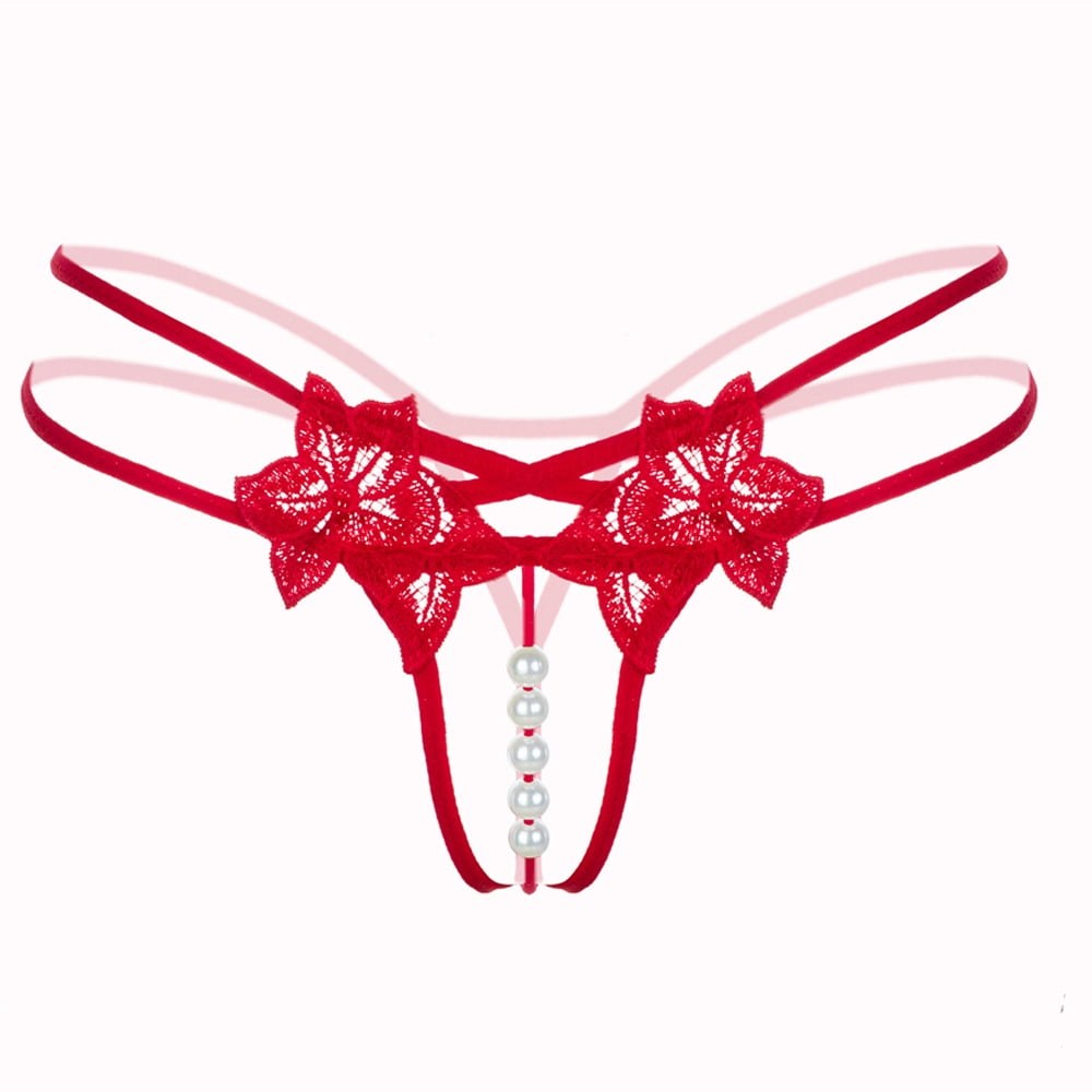 Lady Pearl Bead V-string Panties Thong Knickers Lingerie Underwear G-string 