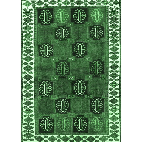 Ahgly Company Indoor Rectangle Persian Emerald Green Traditional Area Rugs, 5' x 7'