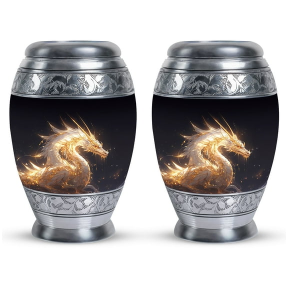 Fire Dragon's Keepsake Urns For Ashes Small - Small Urns For Human Ashes Adult Male - Cremation Urns For Ashes For Women - Ash Urns For Humans Keepsake - Charm Urns For Human Ashes (Size - 3inch, 2pc)