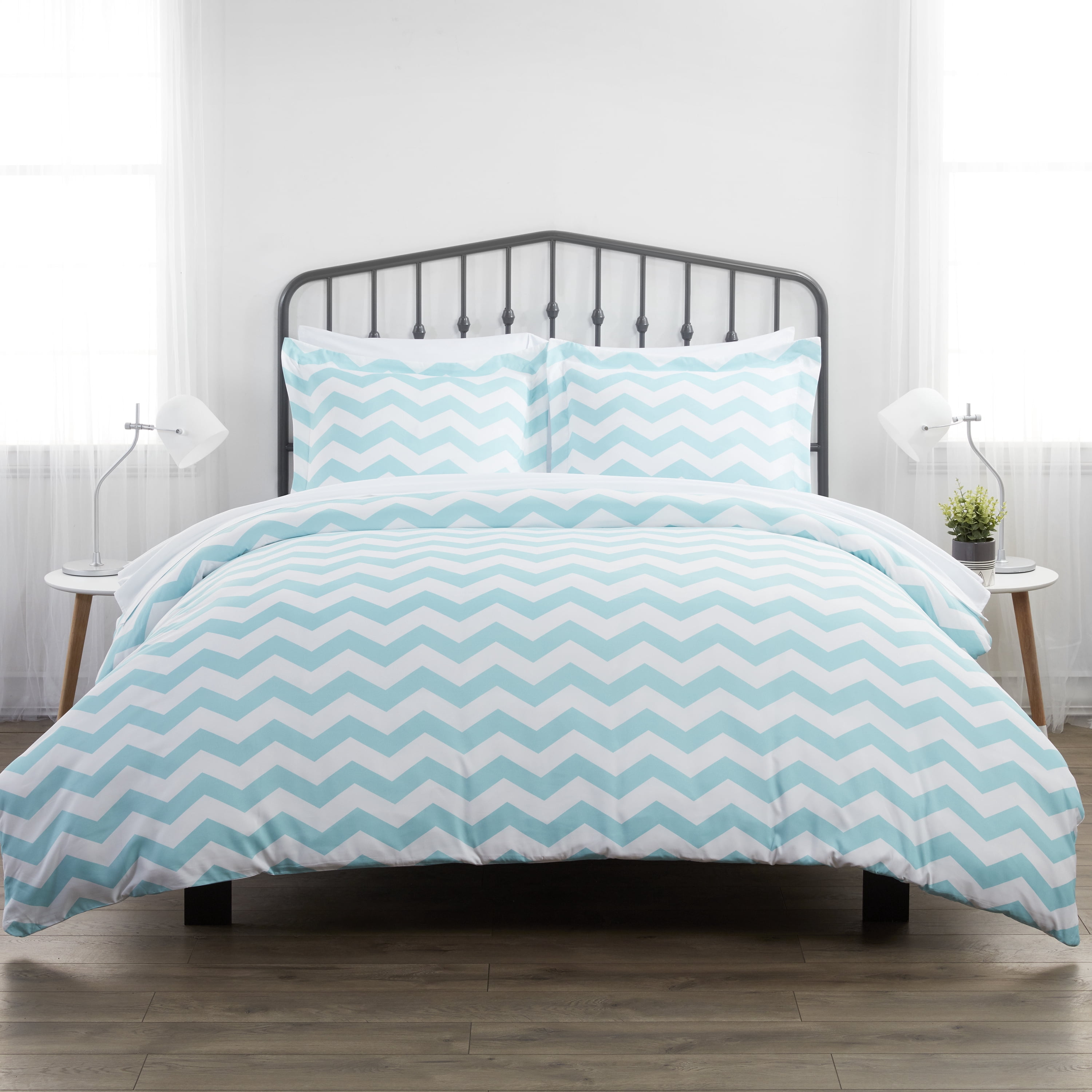 Noble Linens Turquoise Arrow Pattern Duvet Set 3-Piece Duvet Cover Set, Full/Queen