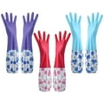 thumbnail image 4 of YMARPT Reusable Dishwashing Gloves, Rubber Kitchen Dishwashing Gloves, Flower Printed Rubber Gloves, Household Cleaning Gloves for Washing Dishes and Cleaning Tasks, 4 of 5