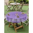 thumbnail image 5 of Purple Geometric Outdoor Tablecloth with Umbrella Hole, White Greek Key Design Burlap Modern Art Spillproof Waterproof Outdoor Table Cover, Patio Tablecloths for Party/Garden/Picnic, Round 54 inch, 5 of 9