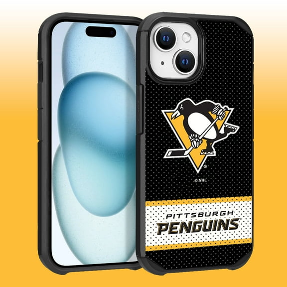 Apple iPhone 15 - NHL Licensed Pittsburg Penguins Team Logo on Jersey Textured Dual Layer Case