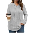 thumbnail image 3 of lcziwo Hoodies for Women Long Sleeve Ribbed Knit Oversized Sweatshirts Solid Color Casual Pullover Tops Teen Girls Clothes, Gray, S, 3 of 8