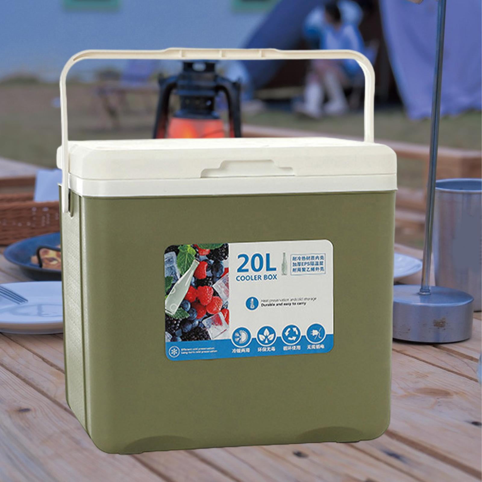MAGIDEAL Box 20L with Heavy Duty Handle Ice Chest Small for Stall Beach Picnic Green