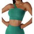 thumbnail image 4 of Pantalones Cortos De Sujetador Deportivo, Conjunto De Entrenamiento De Un Hombro Para Levantar La Cadera Para Correr ANGGREK Verde L, 4 of 6