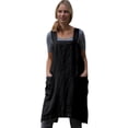 thumbnail image 2 of Jusqu'à 30 % de Rabais, Tablier en Lin pour Femmes, Tablier de Jardin, Robe de Travail pour Extérieur et Tenue Décontractée, Confortable et Durable/coton et Lin, Noir, Sopatenor, 2 of 9