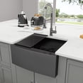 thumbnail image 3 of 24 Inch Black Farmhouse Sink - Mocoloo Apron Front Stainless Gunmetal Black Single Bowl Farmhouse Kitchen Sinks 24x21 Inch Barn Farm Sink, 3 of 7